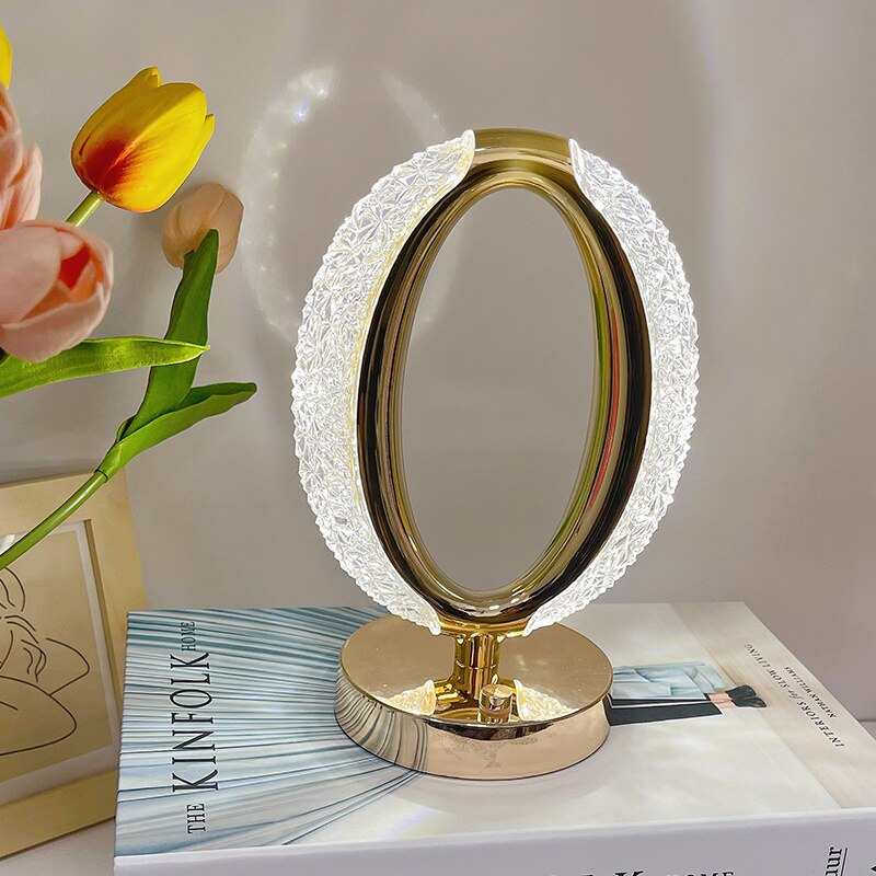 Led Table Lamp Bedroom Circular Desk Lamps Rechargeable Light For